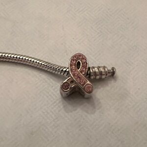 Pink Ribbon Charm Bead for Women Jewelry